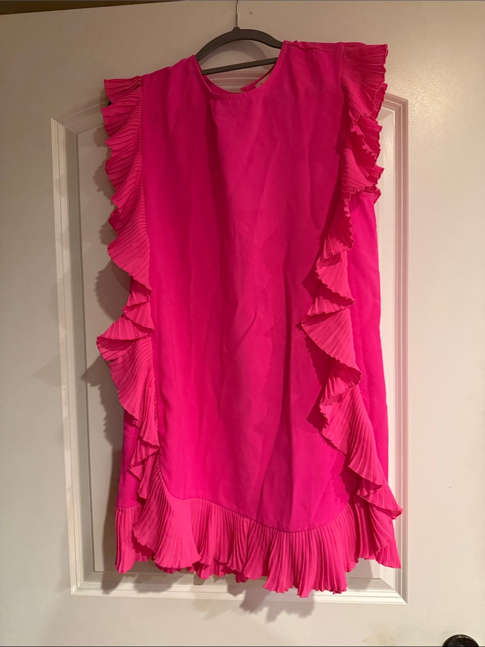 Impressions Hot Pink Ruffle Shift Dress